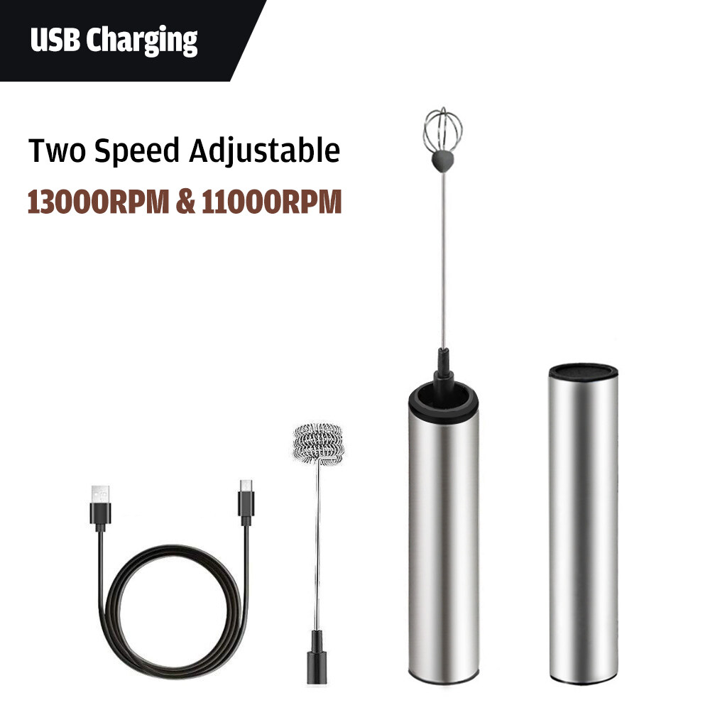 Sữa Frother Cầm Tay, Máy Làm Lạnh Cà Phê Bằng Thép Không Gỉ Sạc USB, Máy Đánh Trứng Bằng Điện Tạo Bọt Có Đầu Đánh Trứng Và Lò Xo Đôi, Máy Tạo Bọt Cầm Tay 2 Chế Độ Tốc Độ Cho Cà Phê, Sữa, Trứng Và Đồ Uống