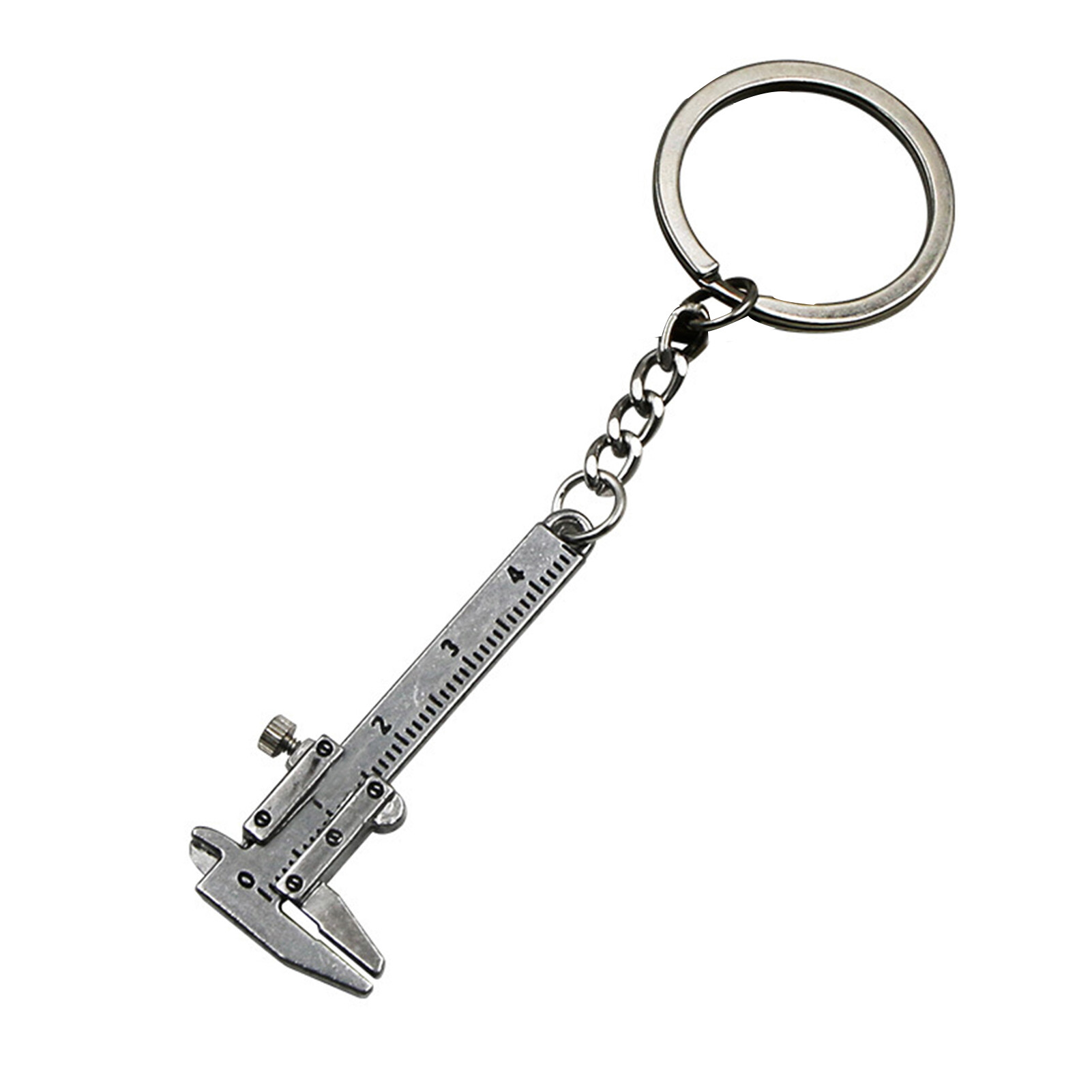 Farfi Unisex Mini Measuring Gauging Tool Pendant Key Ring Caliper Slide Ruler Keychain