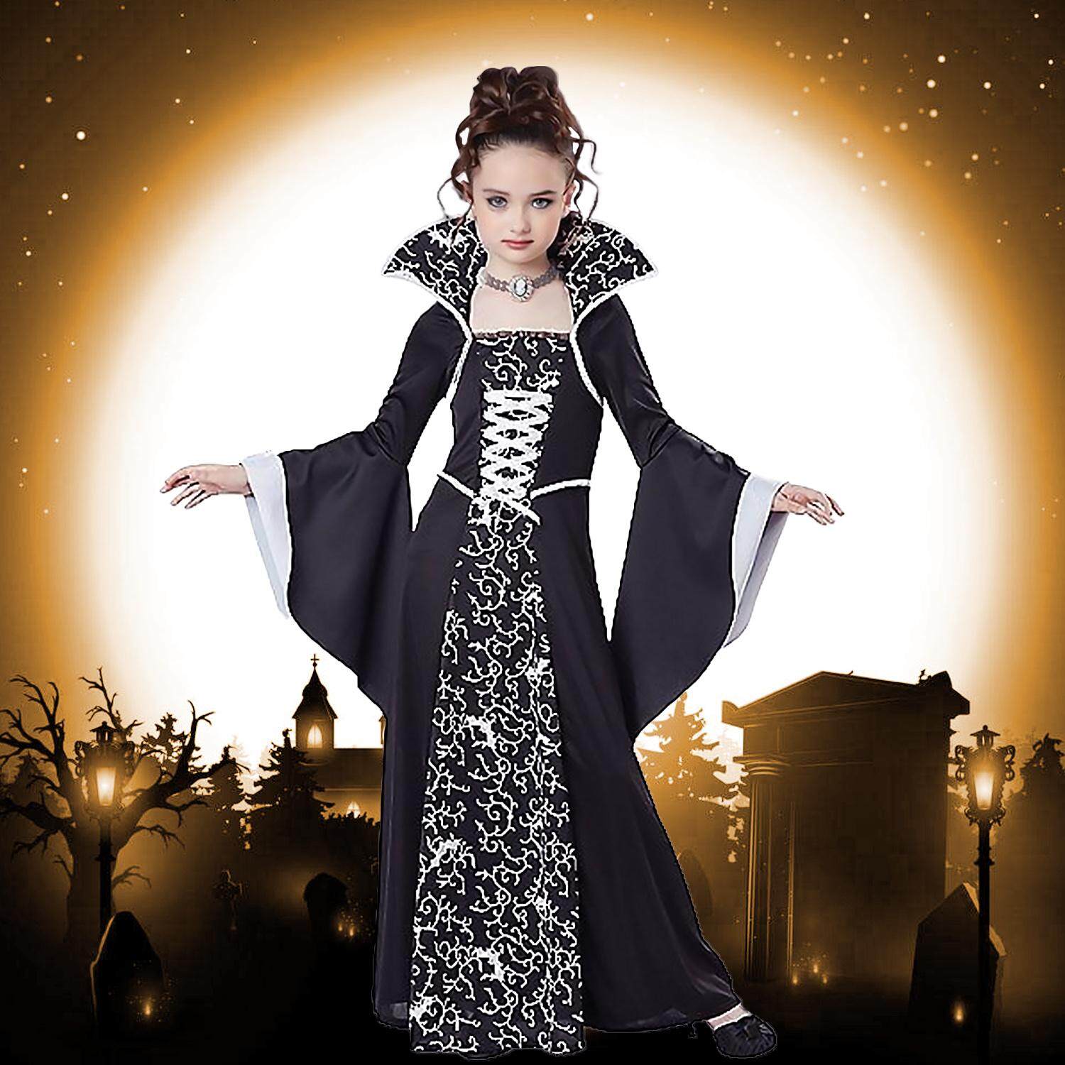 Random Style Kid Girls Fashion Classic Witch Dress Costume for Halloween Party Cosplay Role Play Stage Performance Photography Costumes