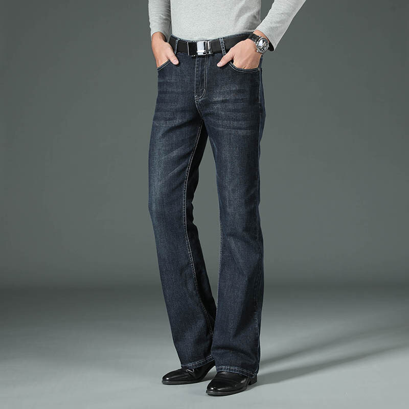 Jeans Men Mens Big Flared Jeans Boot Cut Leg Flared Loose Fit High Waist Male Designer Classic Denim Jeans Size 28-38 40