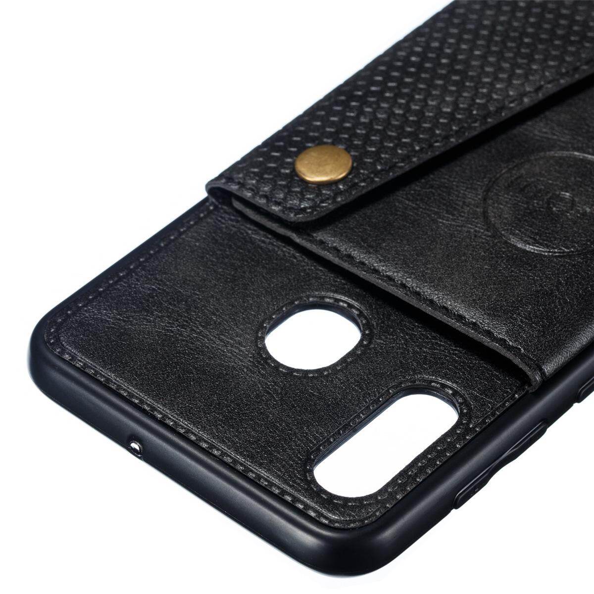 for Samsung A20 A30 Leather Case Multiple Folio Flip Cover Wallet Back Case Shell, can work with Car Mount, Hidden ID Credit Card Slot Holder, Retro Metal Button Clasp, Stand Support