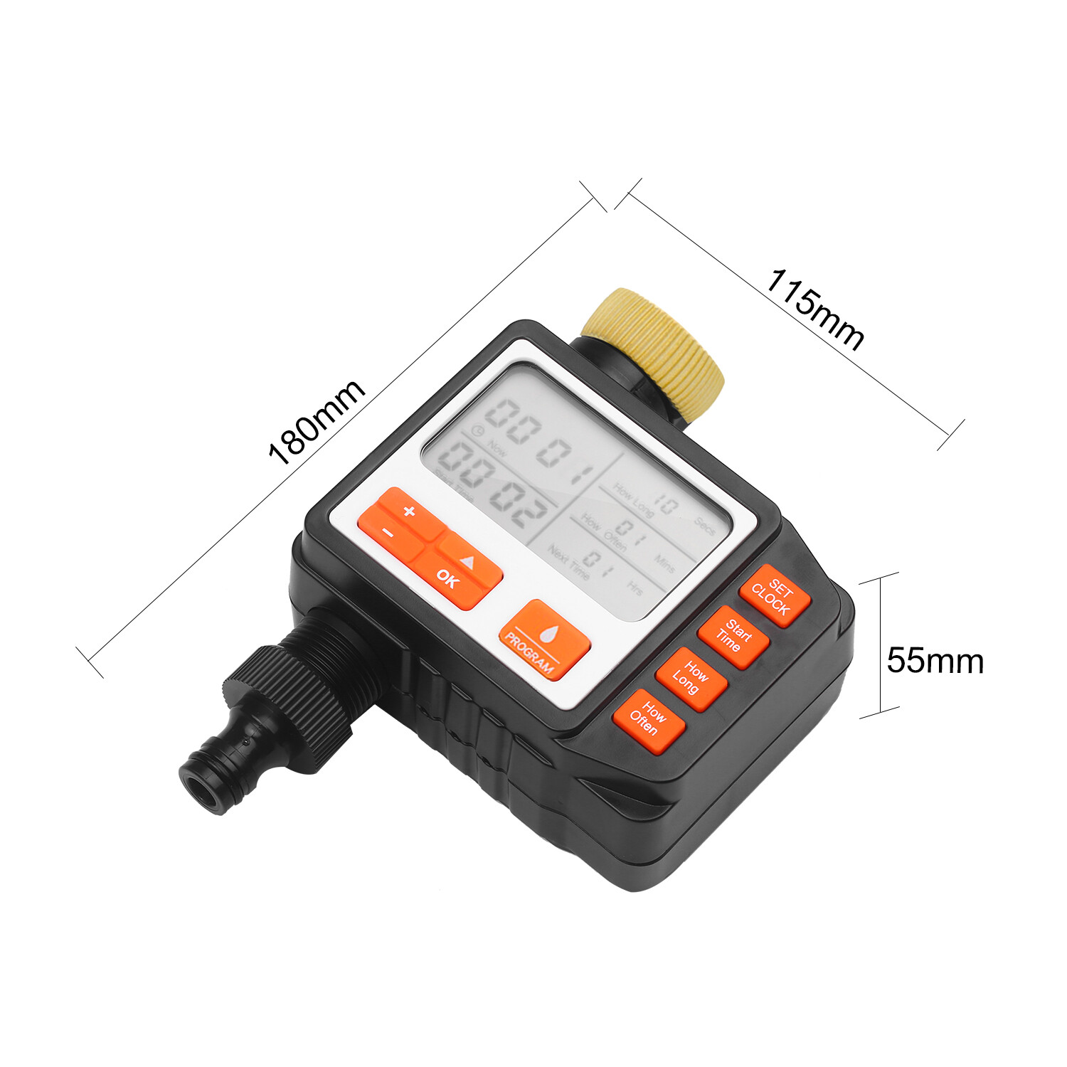 Digital Water Timer Programmable Outdoor Single Outlet Automatic On Off Water Faucet Hose Timer Irrigation System Controller with Manual Mode 3in Large Screen