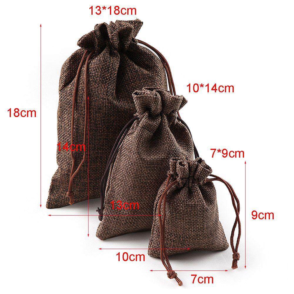10//50//100pcs Wedding Favor Hessian Burlap Jute Candy Gift Bags Drawstring Sack