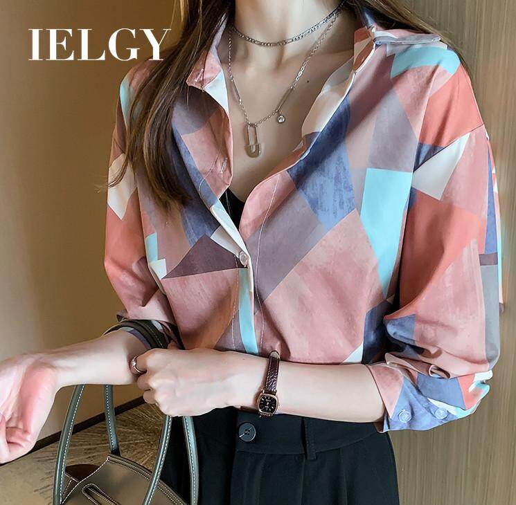 IELGY retro port wind shirt female design sense minority shirt loose slimming wild long-sleeved shirt
