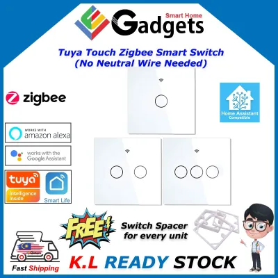 Tuya Zigbee Smart Switch Wifi Switch(No Neutral Wire) works with Smart Life Google Home Assistant Alexa