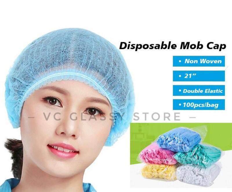 (100pcs) 21inch Disposable Non Woven Head Covers Net Bouffant Cap