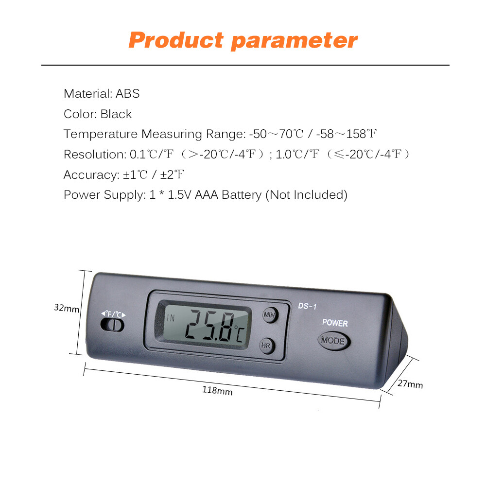 NANWEI Mini Electronic Digital Car Indoor Outdoor Multi-Function Time Temperature Display with Probe