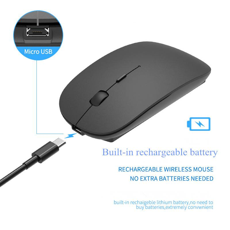 1600DPI Chuột không dây 2.4G cổ điển có thể sạc lại chuột siêu mỏng chuột không tiếng câm cho PC máy tính xách tay văn phòng phụ kiện máy tính xách tay