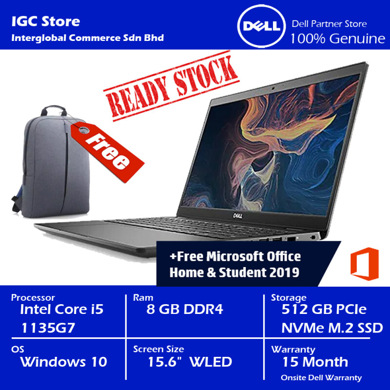 Dell Laptop Inspiron 15 3511 15.6 FHD Carbon Black Intel Core i5 / 8GB / 512GB( W10, FREE OFFICE HOME & STUDENT 2019 ) Malaysia
