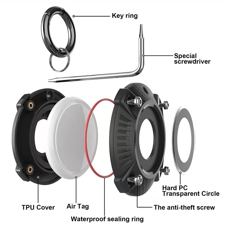 Waterproof Air tag Case Screw Full Cover Compatible with Airtag Apple Protective Tracker Case for Keys Luggage Backpack pet Collars