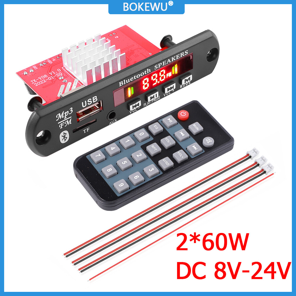 Bokewu 40/80/120w amplifier bluetooth 5.0 decoder board 12v wireless handsfree mp3 player support fm tf usb aux
