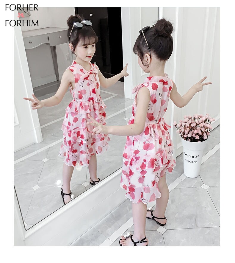 FORHER FORHIM Korean children's chiffon dress for girls new fashion princess dress for girls fashionable cake skirt in summer 2020 KE200049