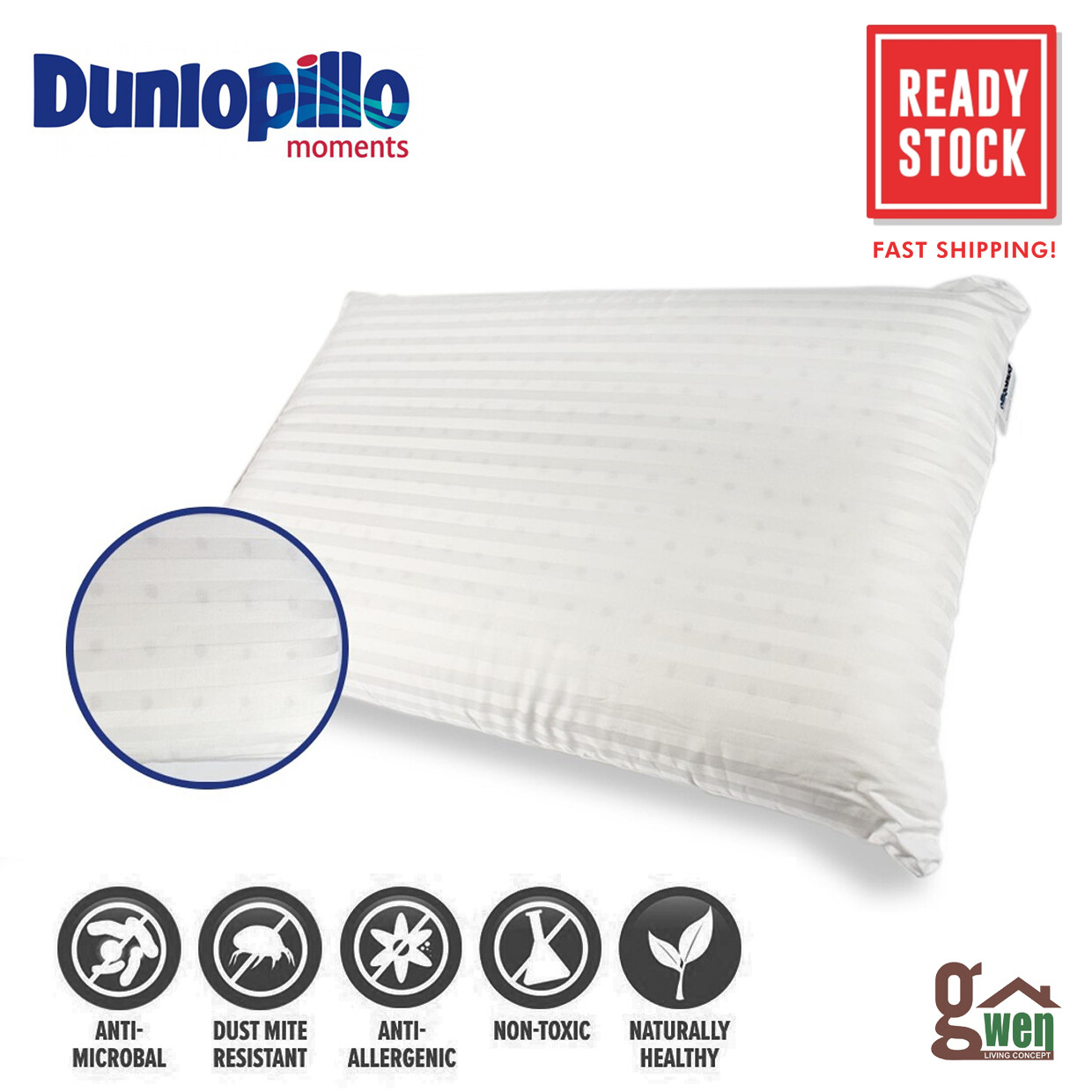 [Genuine] Dunlopillo Serene Pillow 100 Pure Natural Latex / Bantal