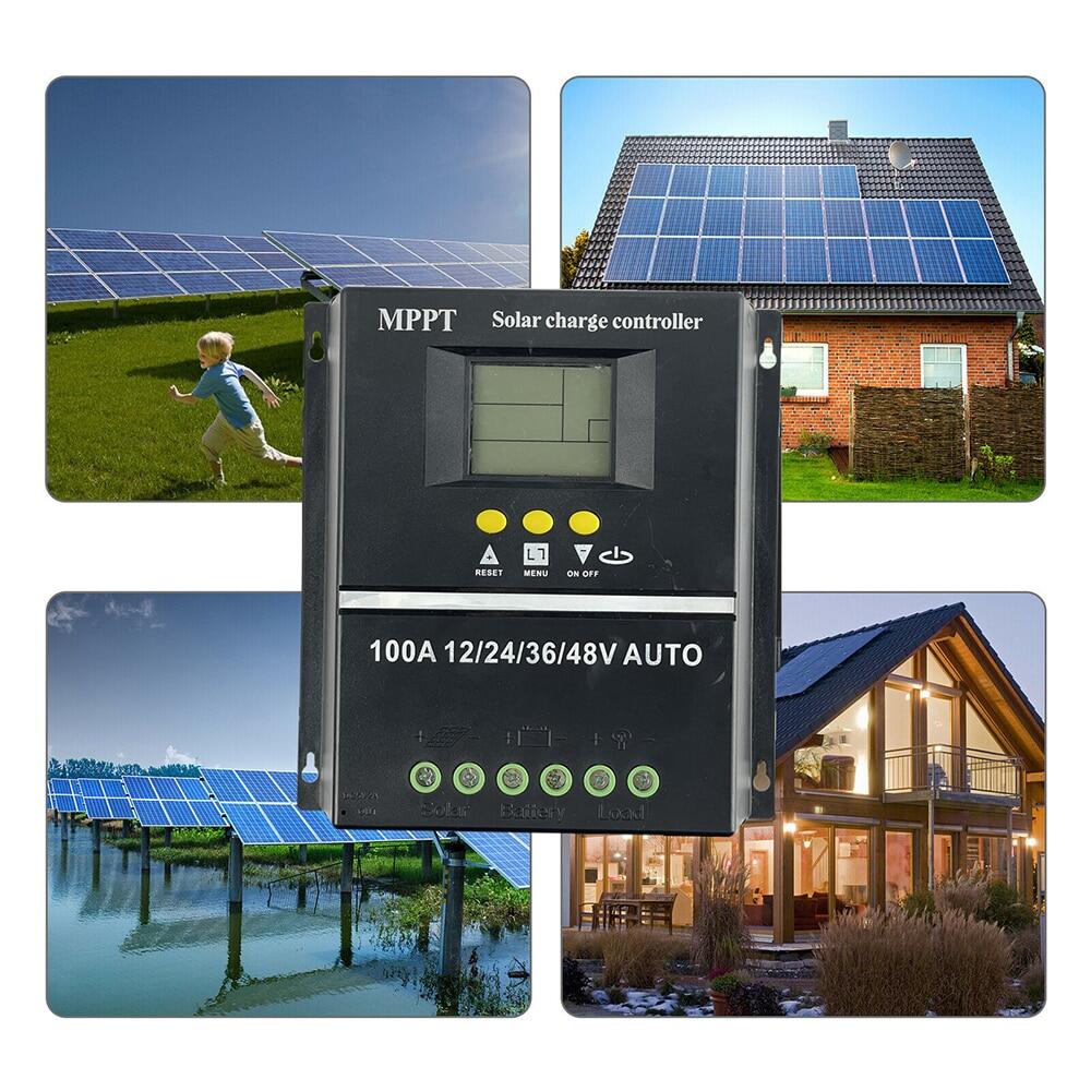 100A/80A/60A MPPT/PWM sạc năng lượng mặt trời điều khiển 12V/24V/36V/48V tự động điều khiển công cụ quang điện năng lượng mặt trời Bộ sạc pin với LCD & Cổng USB kép
