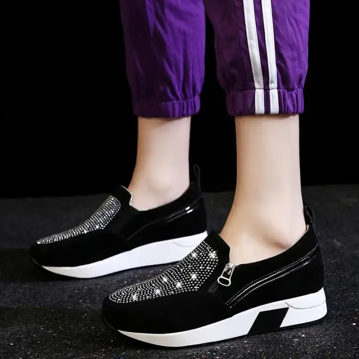 rhinestone slip on sneakers
