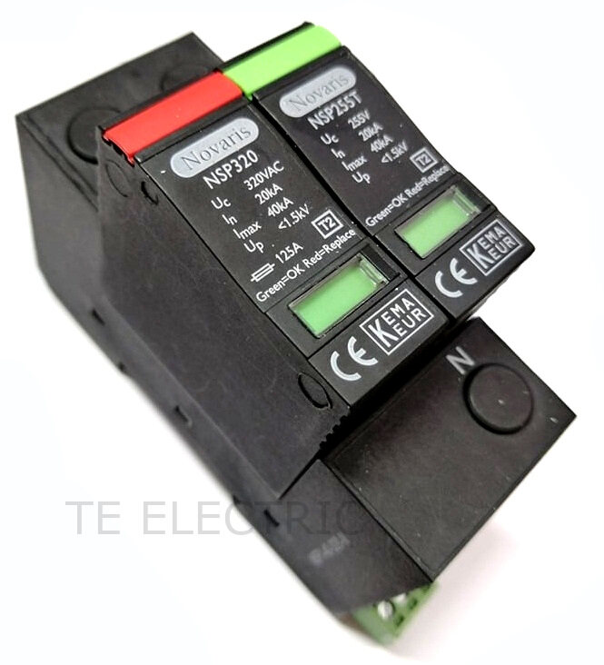 NOVARIS NSP 320 2 POLE SINGLE PHASE SURGE PROTECTOR 20KA / 40KA SURGE
