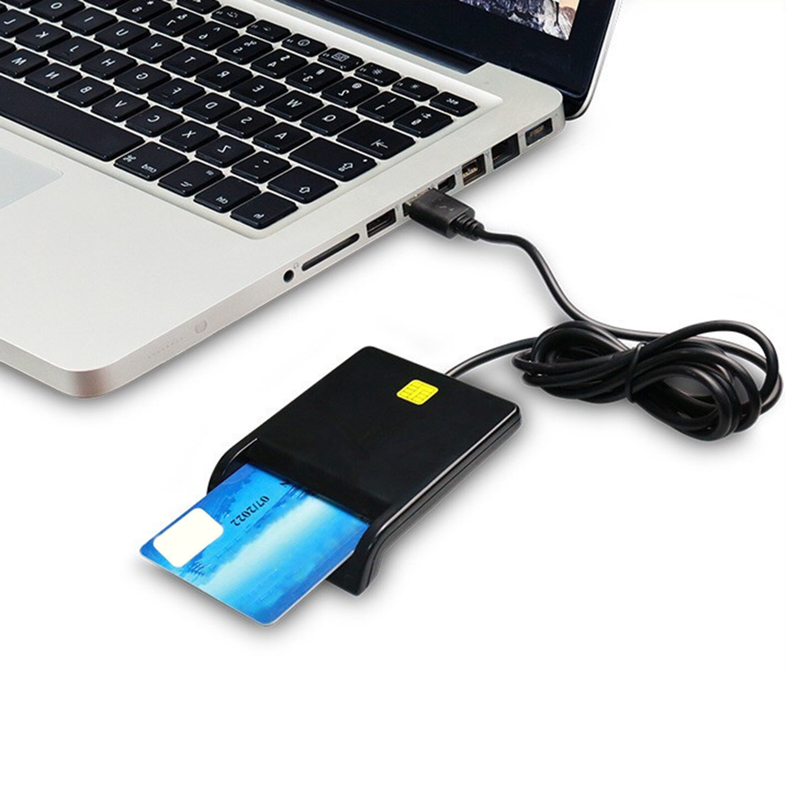 Anxinshui 1 Set Card Reader Intelligent Identification SM/C/ID/SD Card Accurate Reading with LED Light Support Touch Chip Card Operations Smart Chip Reader Office Products Smart Card Reader