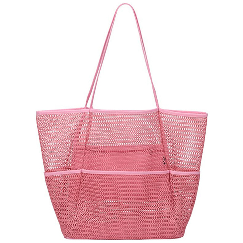 Beach Mesh Tote Bag, Casual Tote Bag Women Foldable Shoulder Bag For Beach Picnic Vacation,Mesh Tote Bag Large Mesh Beach Bag Reusable Beach Bag