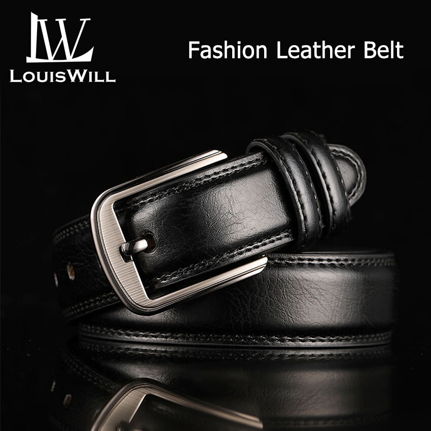 LouisWill belts for men Men’s Belt Genuine Leather Belt For Jeans Men Fashion Design Belt Pin Buckle With Leather Strap 120cm Adjustable Length Belt Business Dress Male Belt leather belt for men