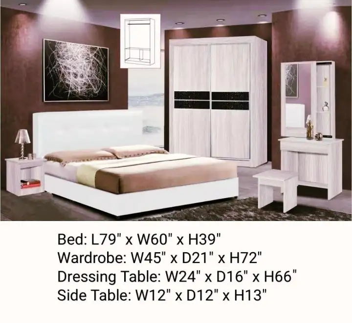 Q 10 Queen Bedroom Set Bedframe Wardrobe Dressing Table Bedframe Wardrobe Dressing Table