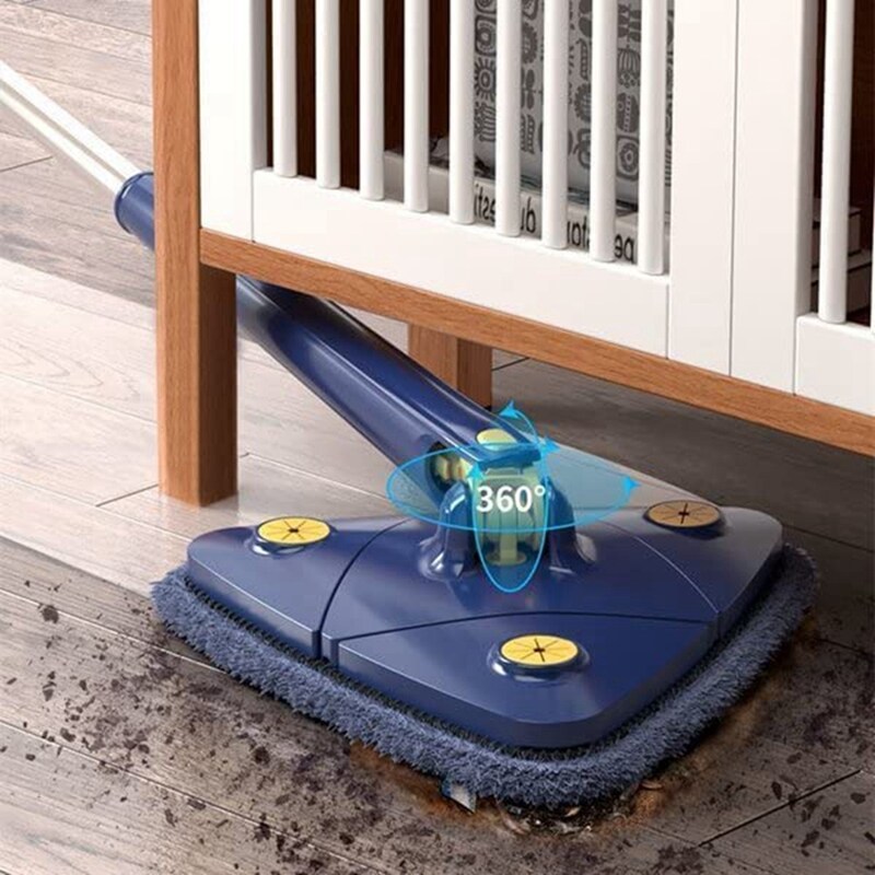 360° Rotating Adjustable Cleaning Mop, Triangle Cleaning Mop with Automatic Water Squeeze Function for Dry and Wet