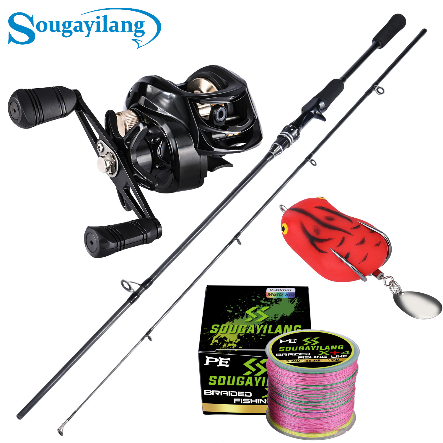 Sougayilang Fishing Rod and Fishing Reel Set 1.8M/6FT Fishing Rod and