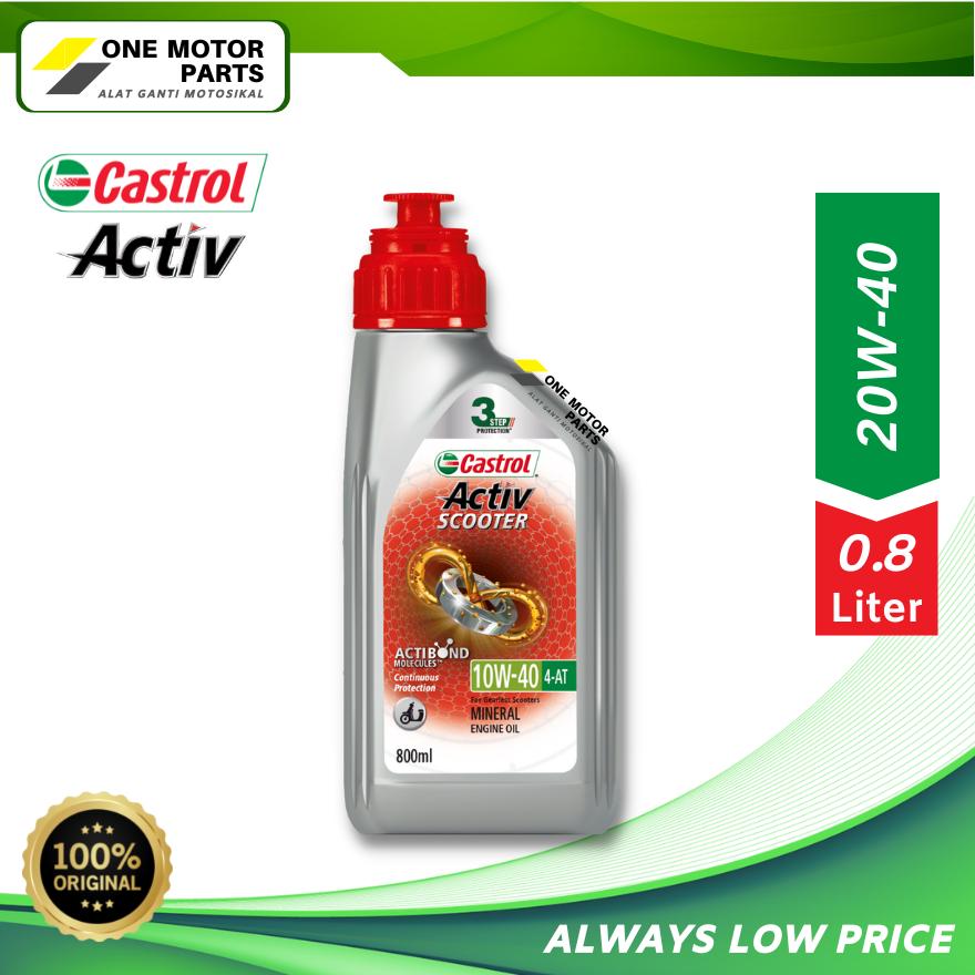 Castrol Activ SCOOTER 10W40 4AT Engine Oil 4T / Minyak Enjin Castrol Activ Scooter 0.8 Litre