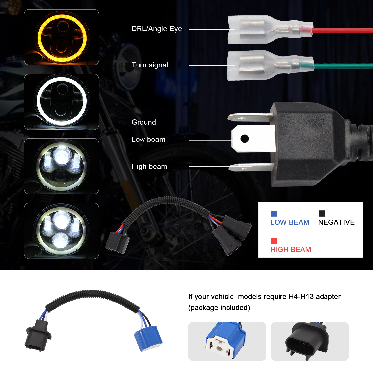 Đèn Pha LED 5.75 Inch Đèn Pha Máy Chiếu Xe Máy Đèn Pha Góc Siêu Rộng