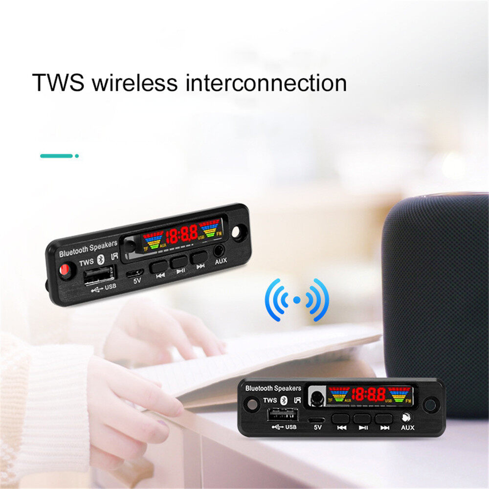 KEBETEME 5V MP3 WMA WAV Decoder Board Bluetooth 5.0 Wireless Audio Module Color Screen USB AUX TF FM Radio For Car Accessories