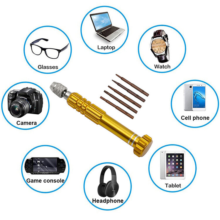 【Ready Stock】Precision Screwdriver Set T5 T6 Phillips Torx Screwdriver 5 In 1 Mini Screwdriver Set Repair Tool