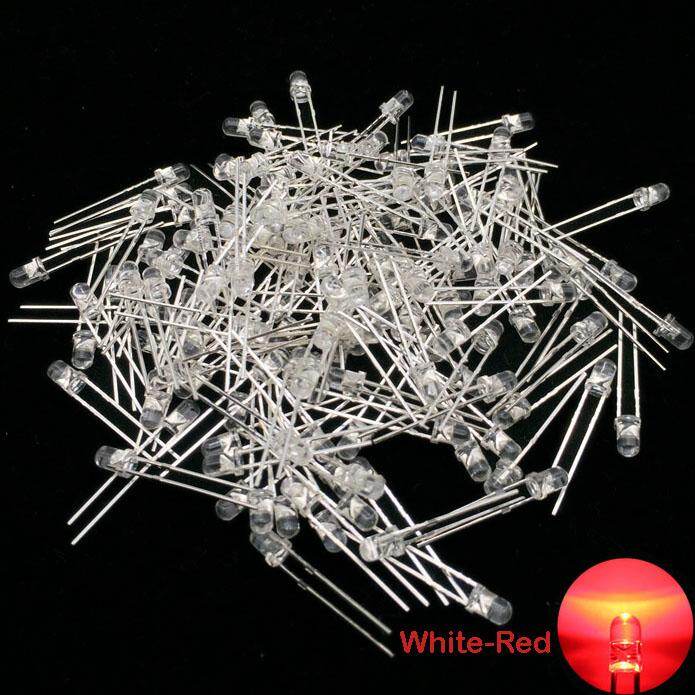 100 cái 3 mét LED trong suốt Diode 3 mét ánh sáng màu xanh lá cây/ánh sáng màu đỏ/Đèn xanh dương/đèn vàng/ánh sáng màu da cam DIY phát ra ánh sáng Diode