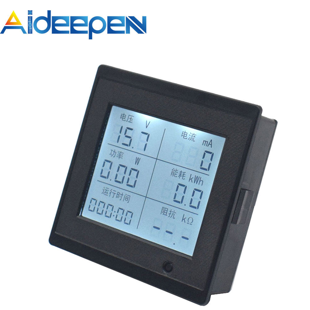 Aideepen LCD Digital Display DC Voltage And Current Meter 6-200V Power Consumption Impedance Multi-function Meter Tester 20A
