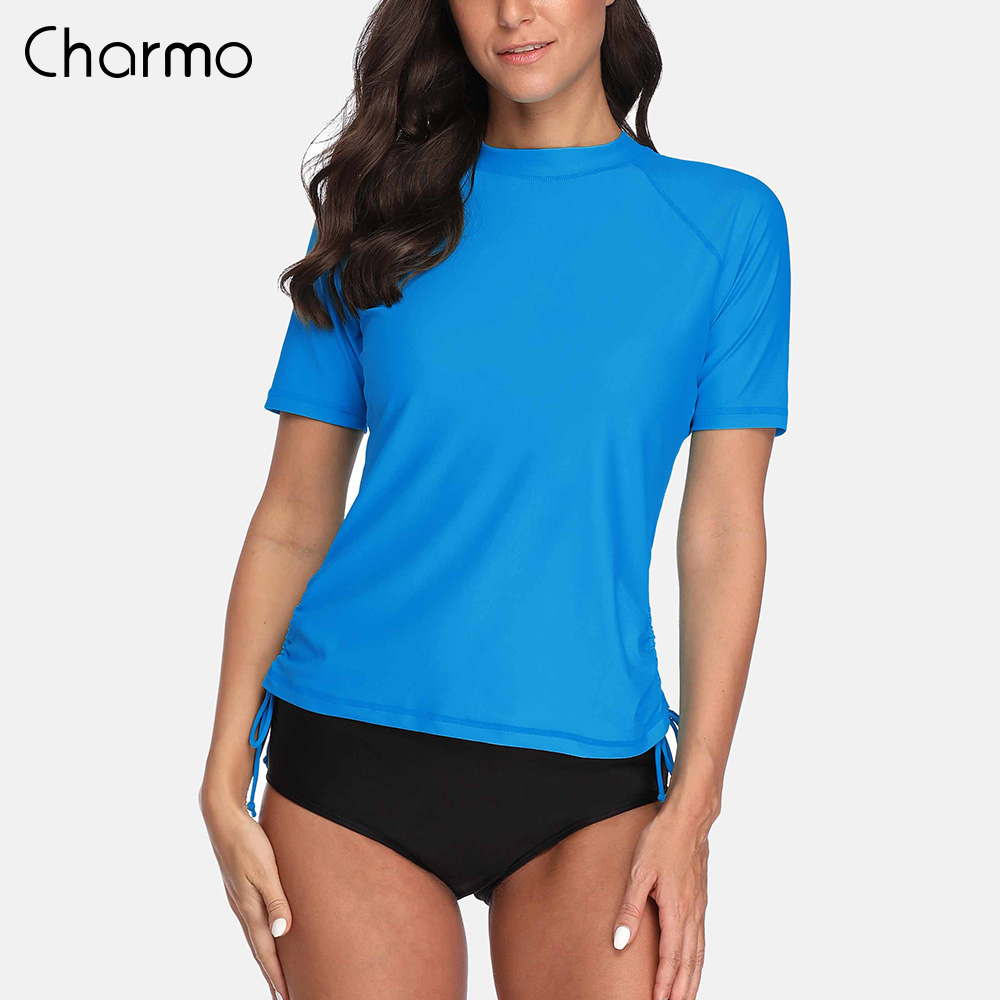 women's swim tops with short sleeves
