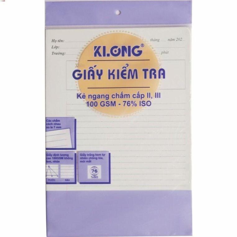 -Giấy kiểm tra kẻ ngang chấm cấp II,III, 100/76; MS: 279 [Klong]