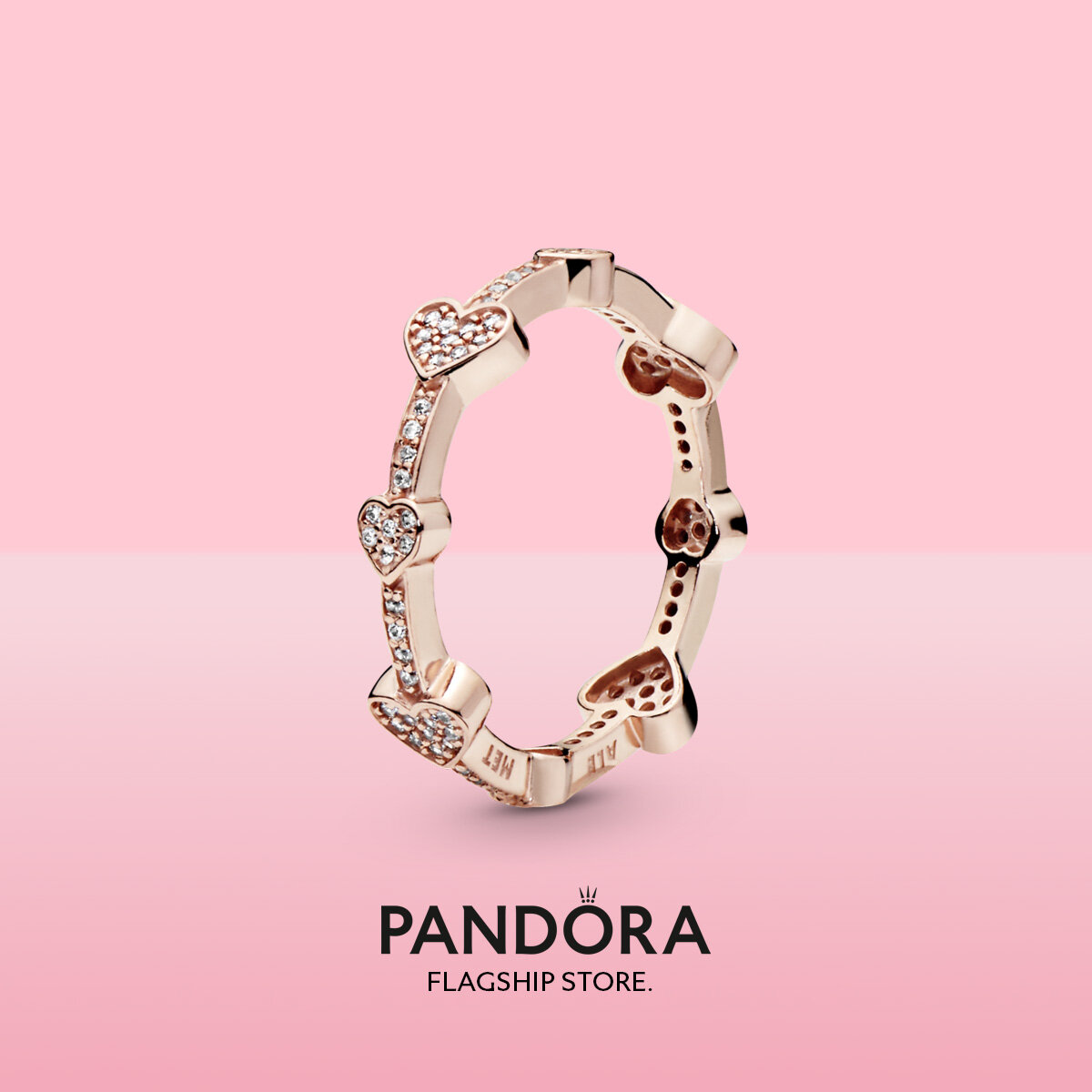 2021 Original Pandoras Rose Pav?Hearts Band Ring