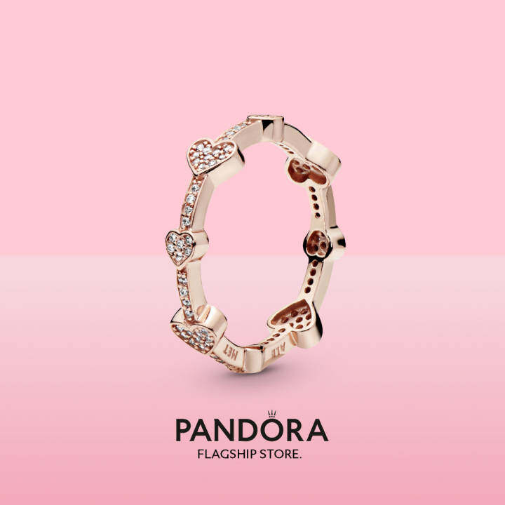2021 Original Pandoras Rose Pav?Hearts Band Ring