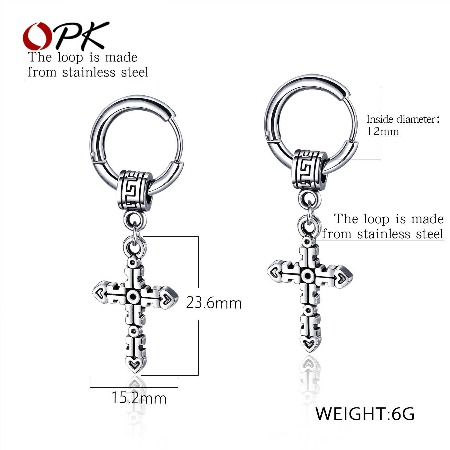 OPK Men earrings Jesus Cross Stud 