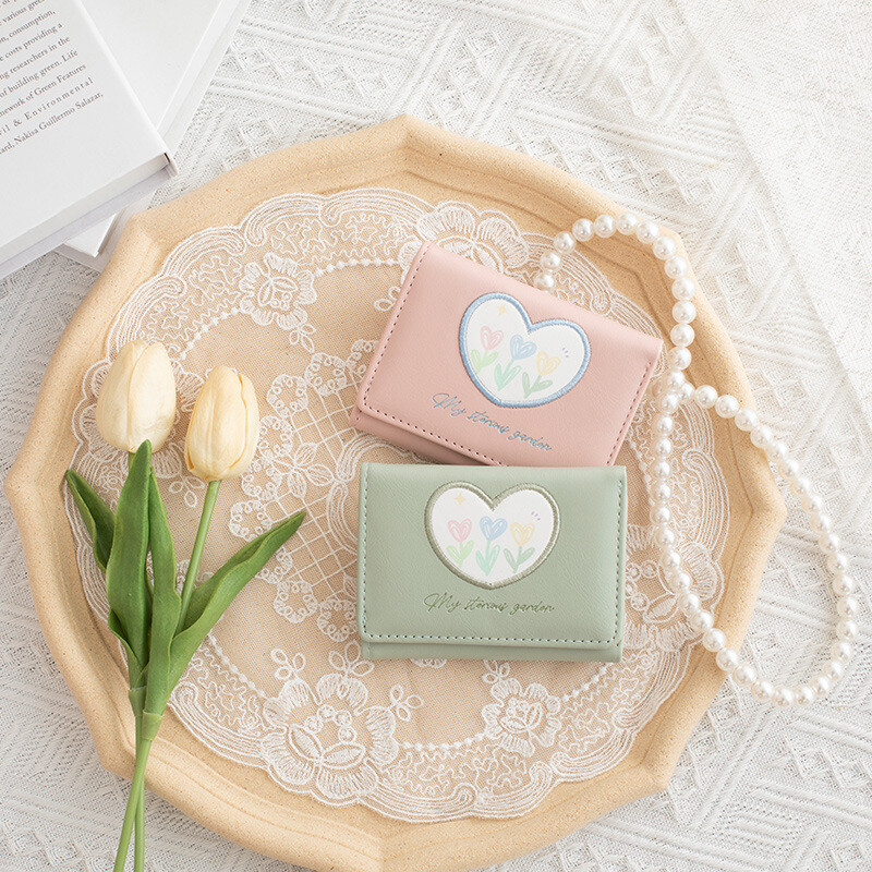 Phụ Nữ Dễ Thương Họa Tiết Hoa Chất Liệu Da PU Tulip Ví