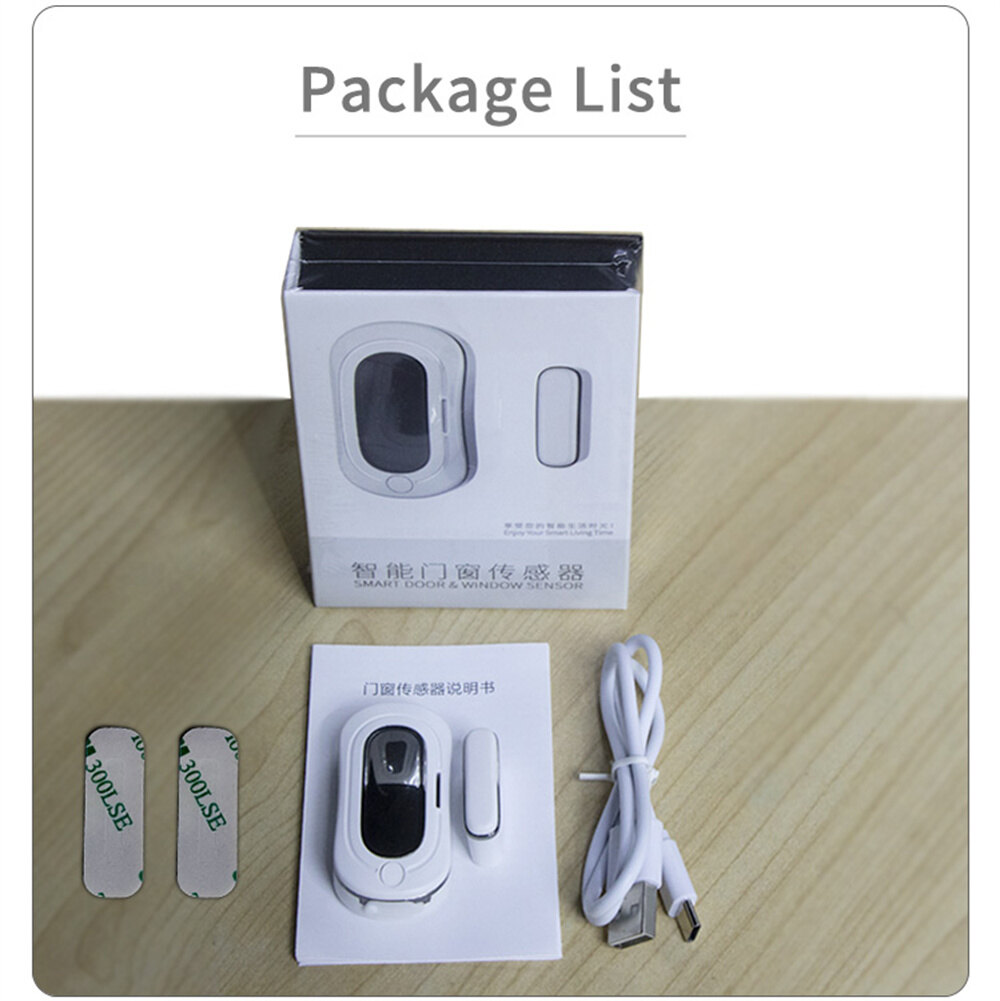 Abaaba Tuya Zigbee Smart Door Magnet Door And Window Sensor Rechargeable Wireless Smart Door And Window Sensor Alarm Alexa Smart Home