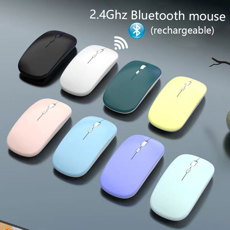 Chuột bluetooth không dây cho ipad/Macbook máy tính xách tay bluetooth chuột 2.4GHz không dây quang có thể sạc lại chuột siêu mỏng im lặng chuột cho PC/máy tính xách tay/điện thoại/máy tính bảng