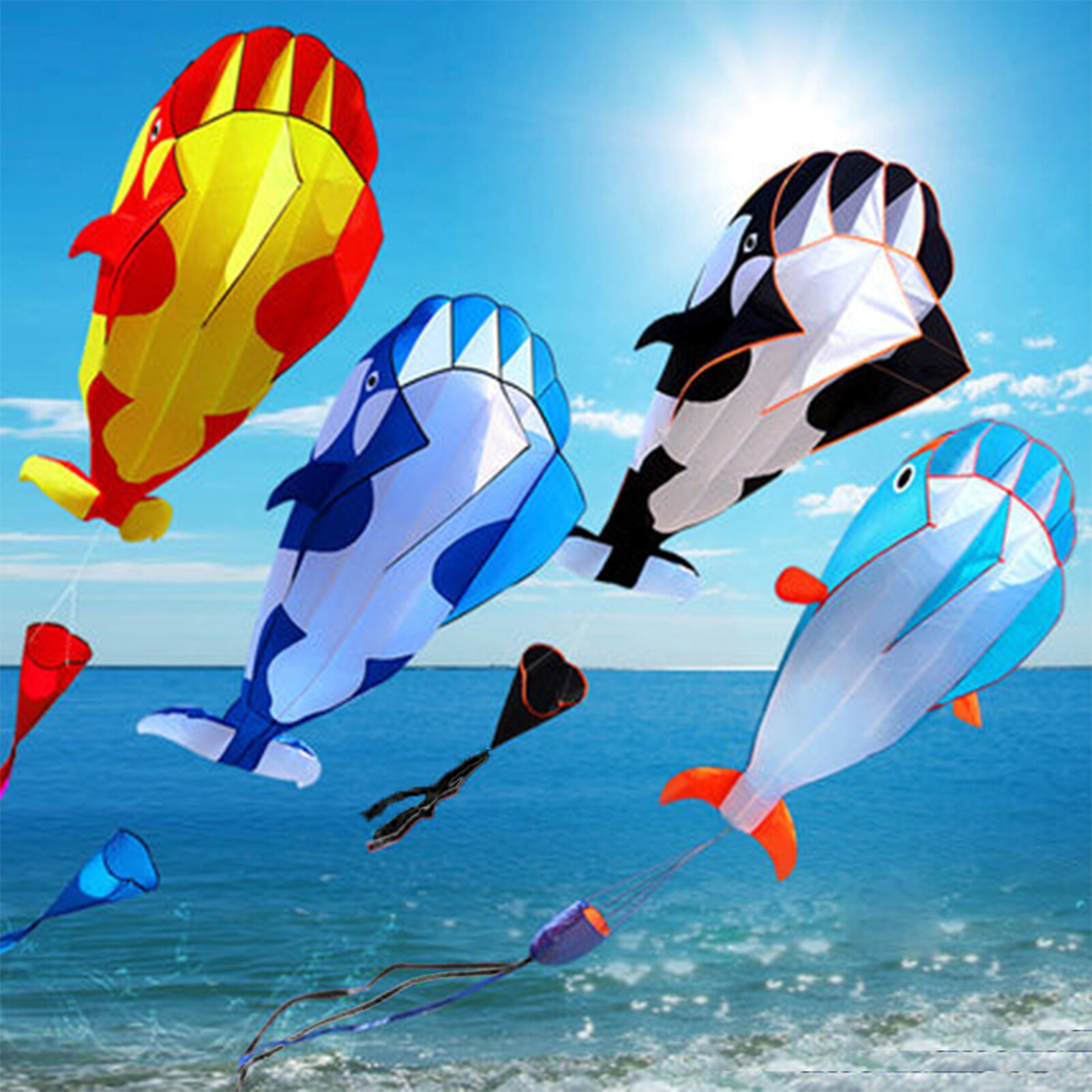 3D Soft Whale Frameless Flying Kite Outdoor Sports Toy Children Kids Funny Gift