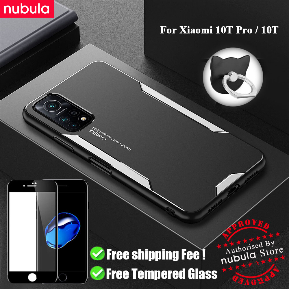 NUBULA For Xiaomi Mi 10T Pro Mi 10T (6.67)inchCasing Metal Aluminum Alloy Matte Back Case Anti-Scratch hp Xiaomi Mi 10T Pro 10T CellPhone Case Cover Ring Holder Screen Cleaning Kit Free Tempered Glass For Xiaomi Mi 10T Pro / Mi 10T