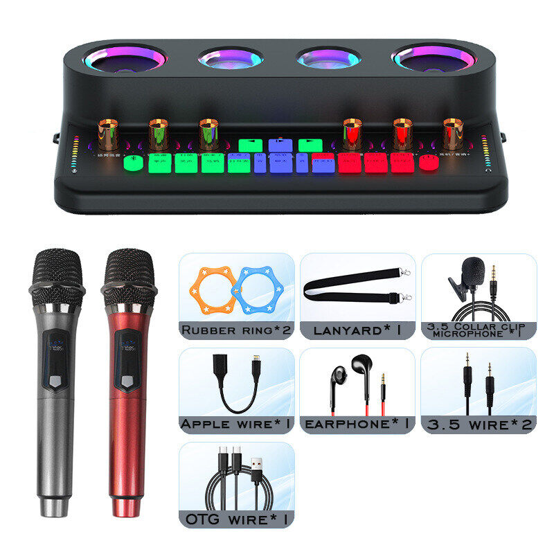 Sound system digital mixer Bluetooth RGB color audio allinone machine wireless microphone