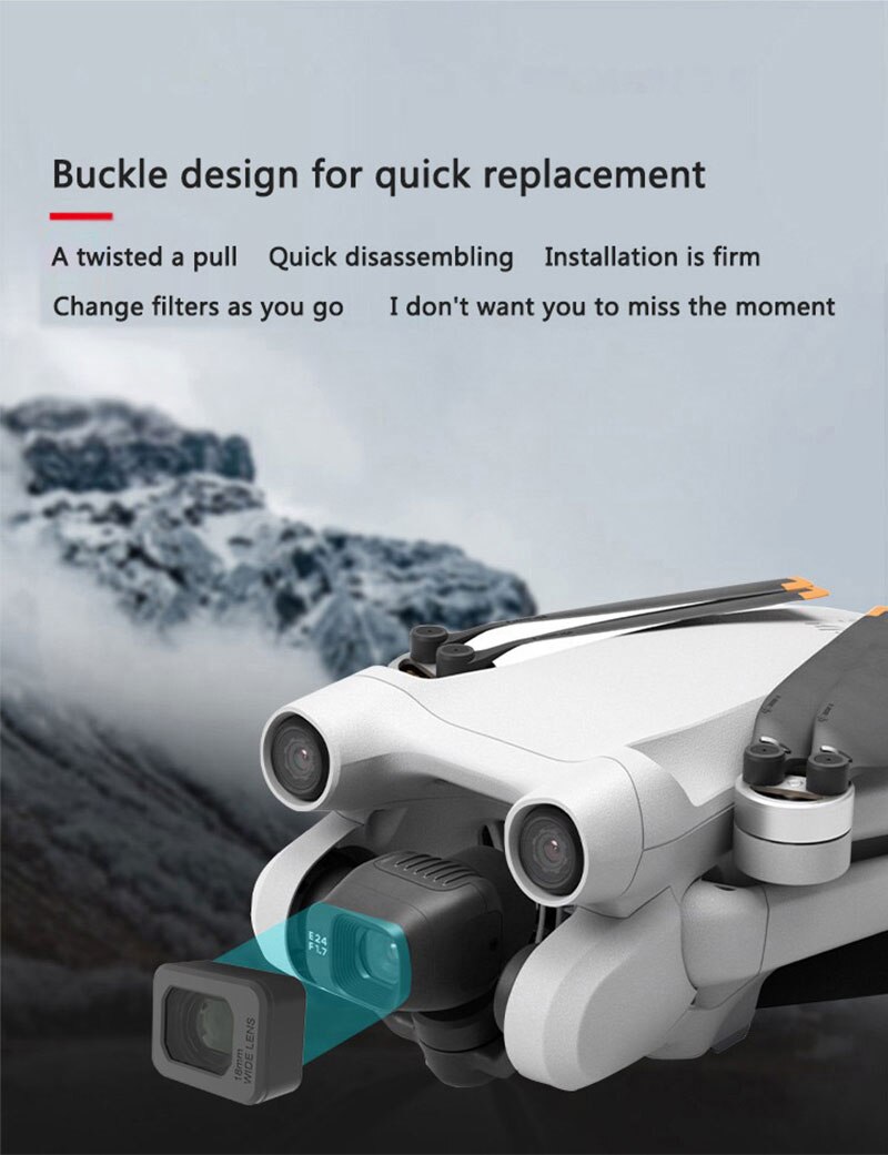 18mm Wide-angle Lens Filter 110 Degree Angle Increase Shooting Range External Lens for DJI Mini 3 Pro Drone Camera Accessories