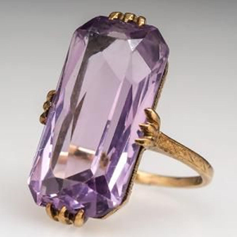 JWEGHL Luxury Purple Big Crystal Engagement Wedding Party Rings for Women Newly Design Bright Cubic Zirconia Lady's Ring Fashion Jewelry