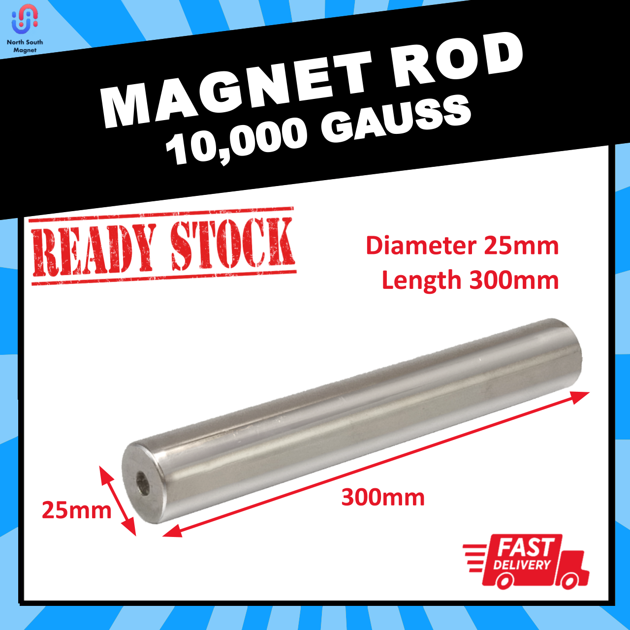 Magnet Rod 300mm Neodymium Magnetic Bar Cylinder Magnet Tube Magnet Rod ...