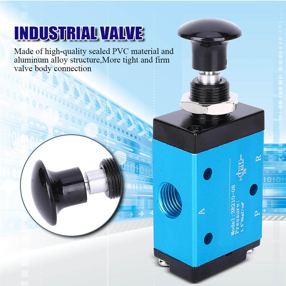 3R210-08 Hand Push Pull Pneumatic Valve 3 Ways 2 Pos 1/4 BSPT 0-0.8MPa