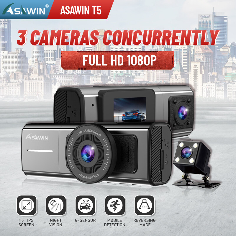 Camera Hành Trình 3 Camera Asawin HD1080P Cho Xe Hơi Máy Ghi Hình Lái Xe