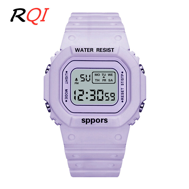 RQI Storeขายร้อนกีฬานาฬิกากันน้ำLED Luminousนาฬิกาอิเล็กทรอนิกส์สำหรับผู้หญิงชาเขียว/ซากุระสีชมพูแฟชั่นสุภาพสตรีนักเรียนสาวนาฬิกาข้อมือดิจิตอล576