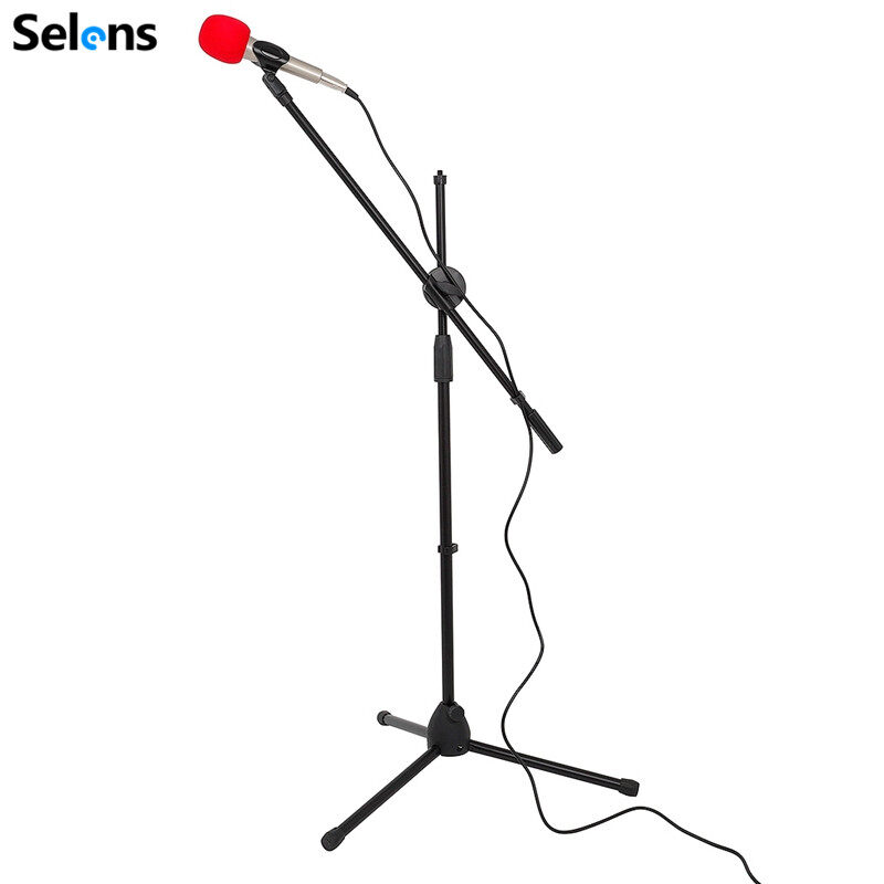 Selens Swing Boom Microphone Tripod Stand Adjustable Microphone Clip Holder Detachable Stage Microphone Stand For Vlog Video Vlogging LIve Streaming